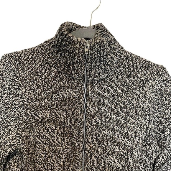 Gap Sweater Vintage Tweed Black and Gray Zip Front, Pockets, Mock Turtleneck M - Picture 3 of 8